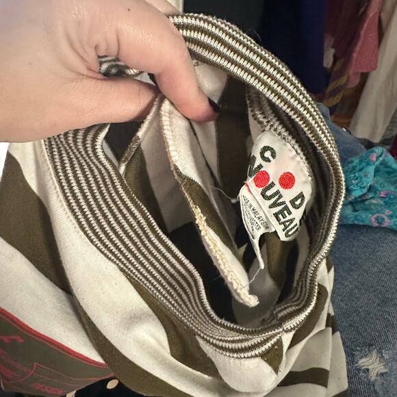 Vintage Code Nouveau Mock Neck Stripe Long Sleeve Crop Top Size Small - Picture 2 of 6